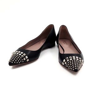 Gucci Studded Black Leather Flats Shoes